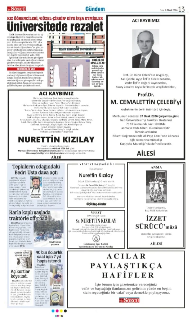 Sözcü Gazetesi 6 Ocak 2026 İlanları