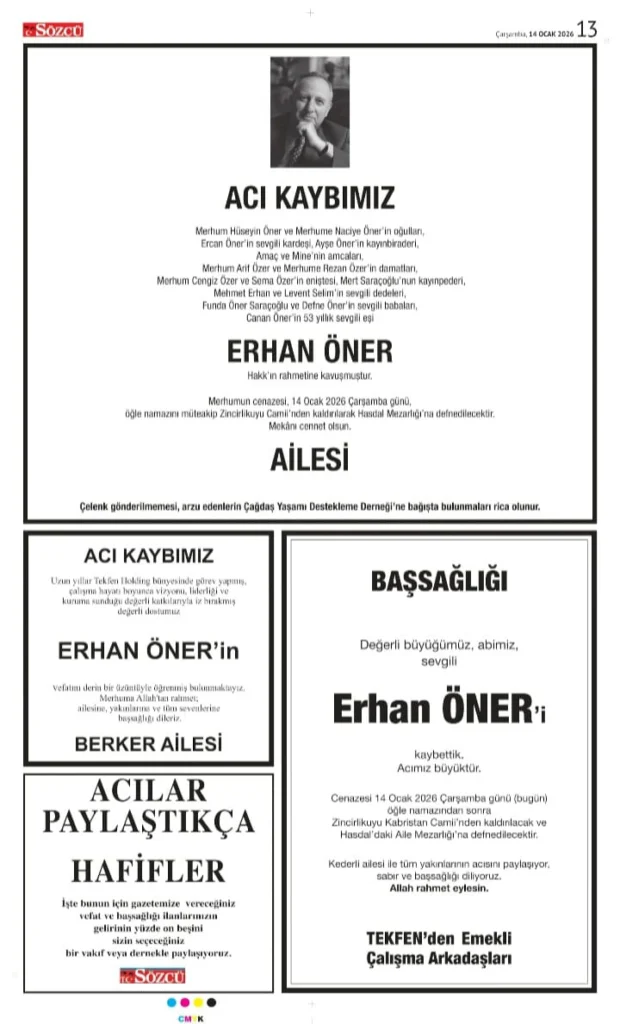 Sözcü Gazetesi 14 Ocak 2026 İlanları 2