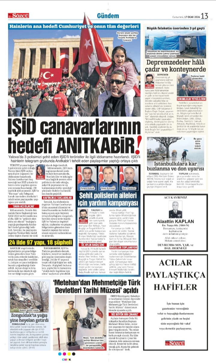 Sözcü Gazetesi 17 Ocak 2026 İlanları