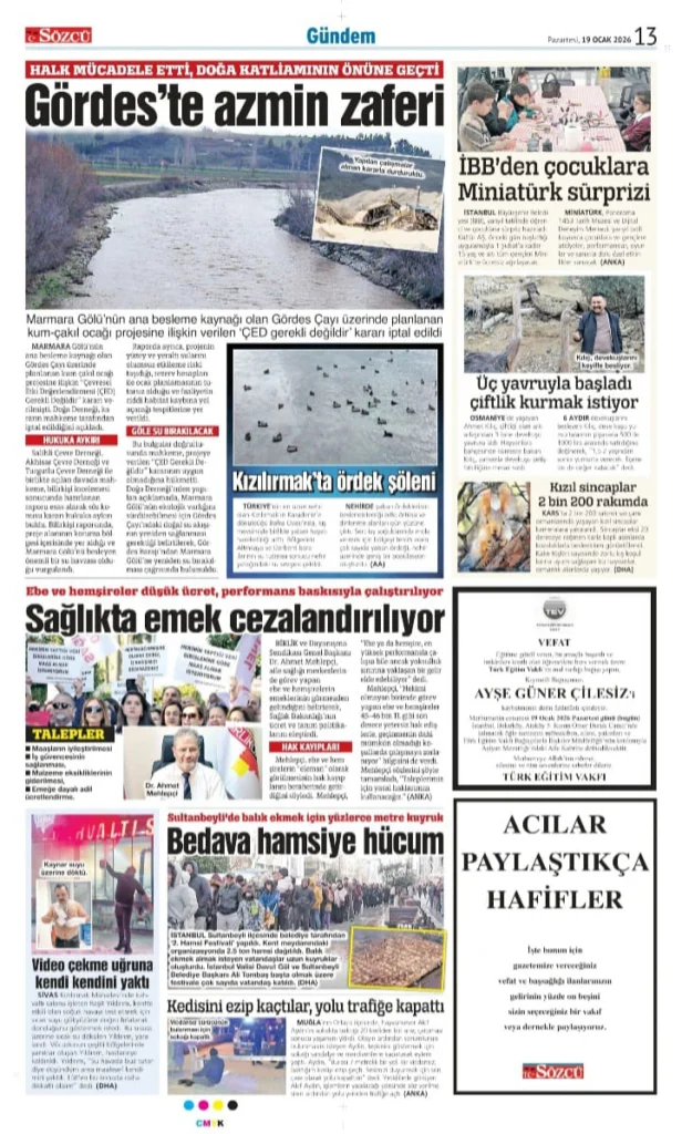 Sözcü Gazetesi 19 Ocak 2026 İlanları