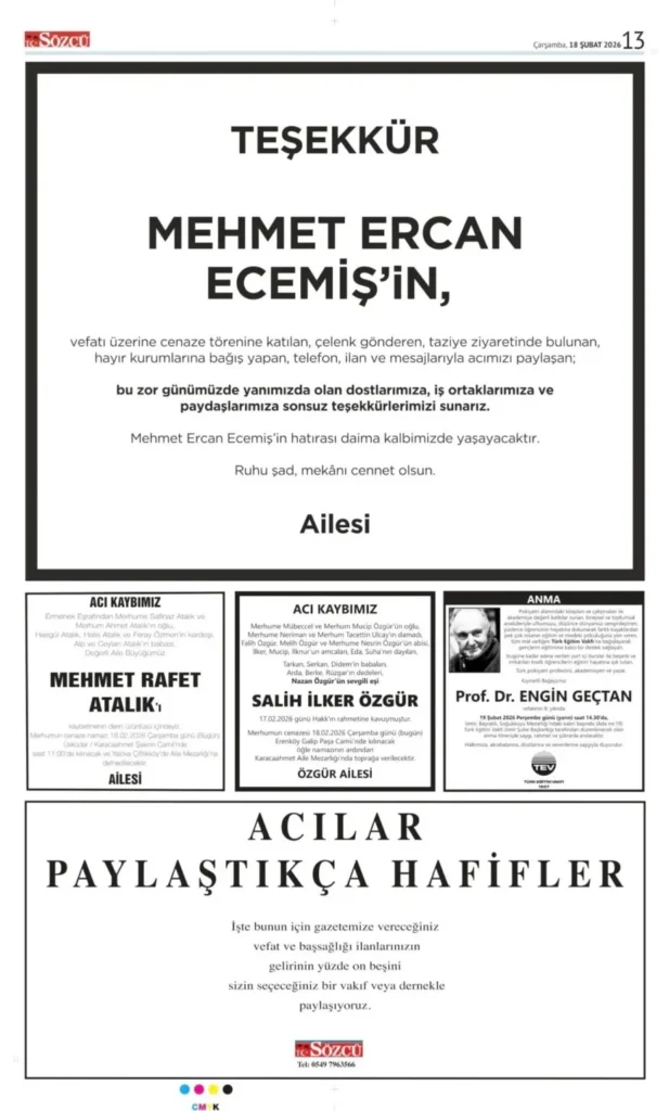 Sözcü 18 Şubat 2026 İlanları