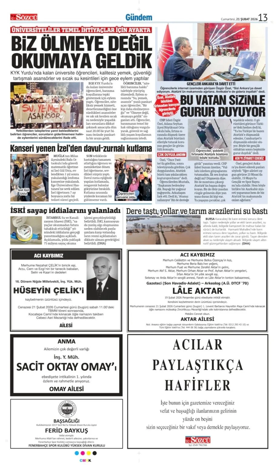 Sözcü Gazetesi 21 Şubat İlanları