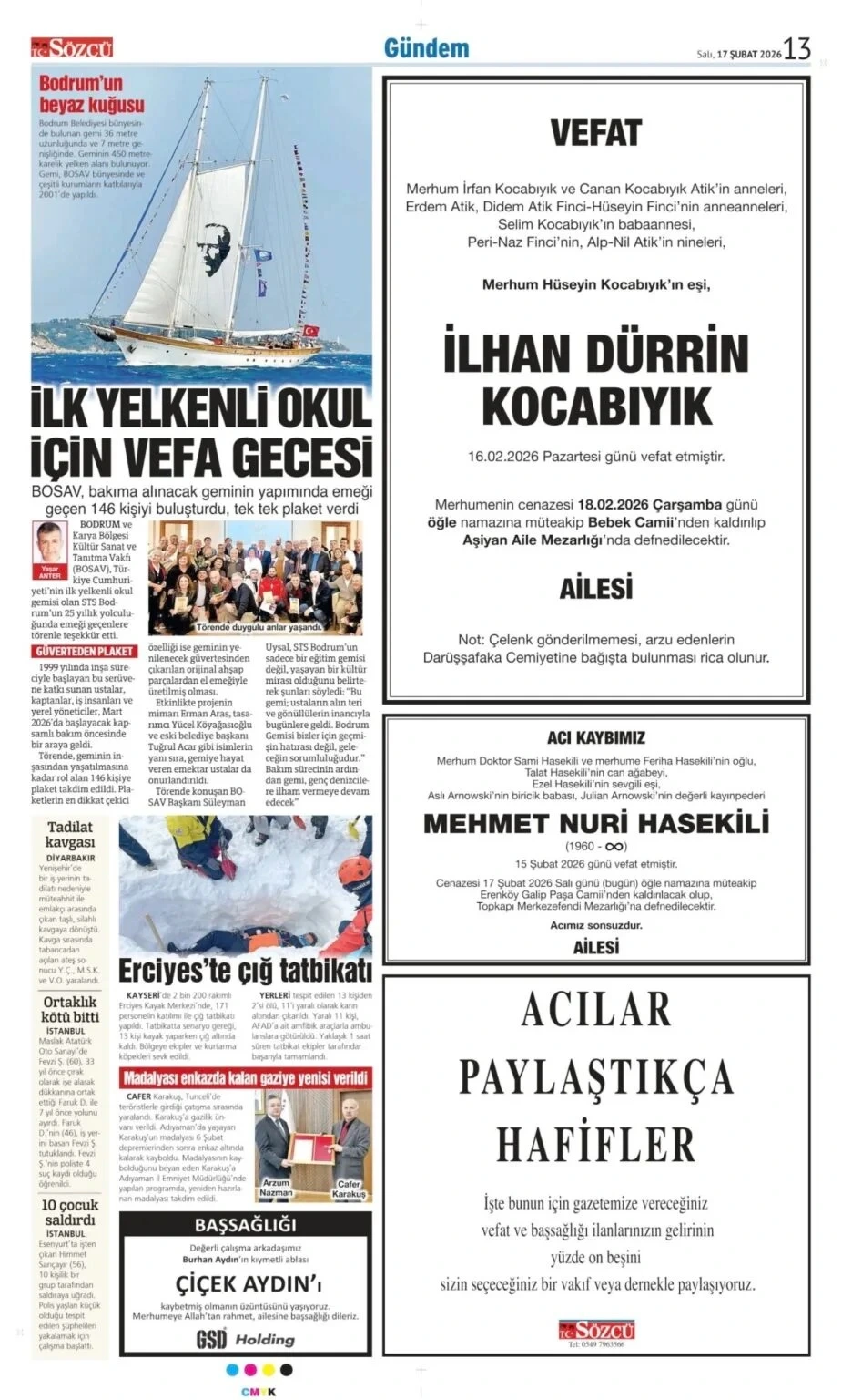 Sözcü Gazetesi 17 Şubat 2026 İlanları