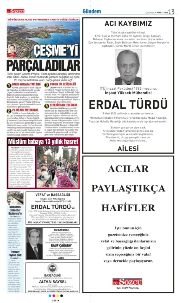 Sözcü Gazetesi 4 Mart 2026 İlanları