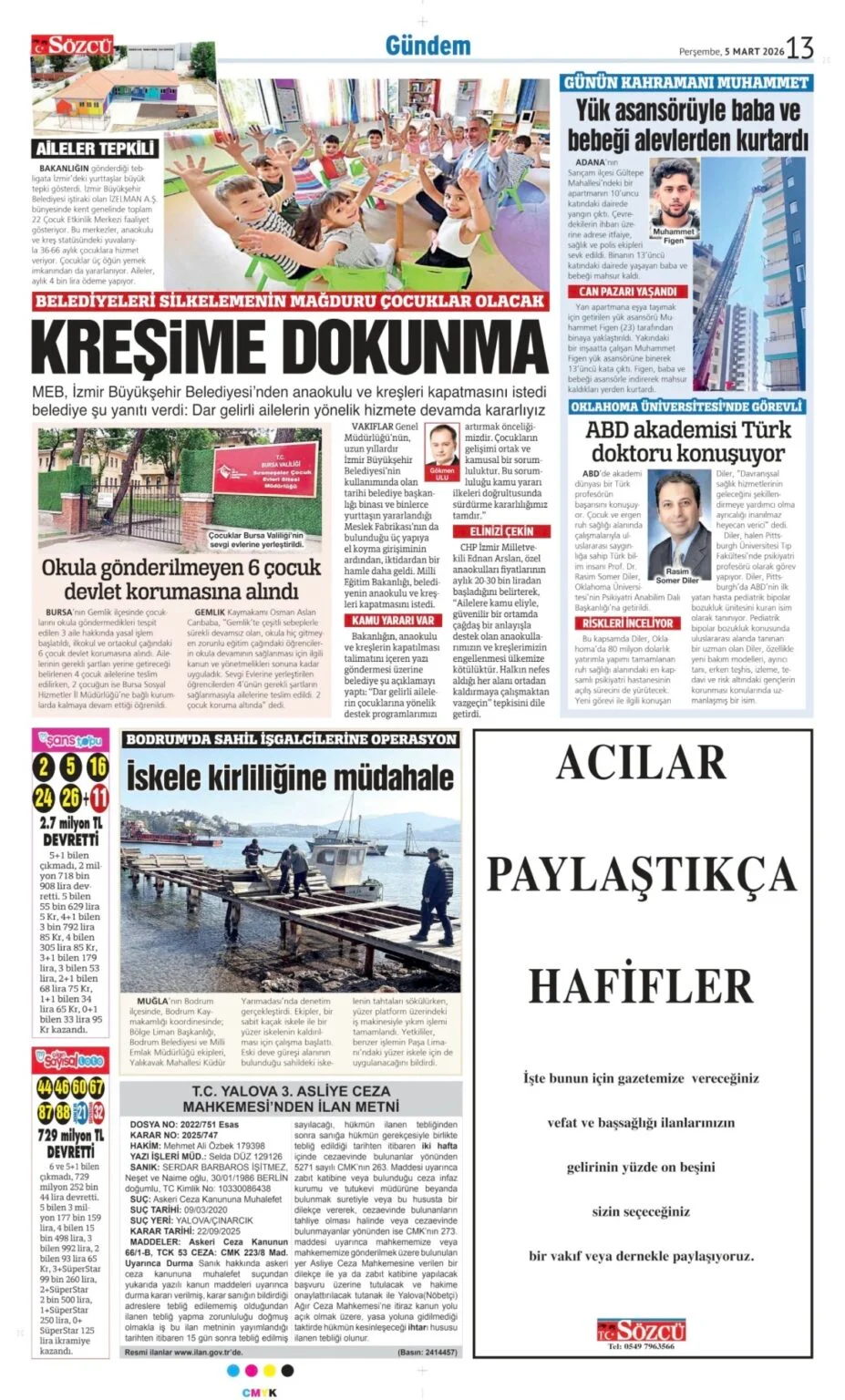 Sözcü Gazetesi 5 Mart 2026 İlanları