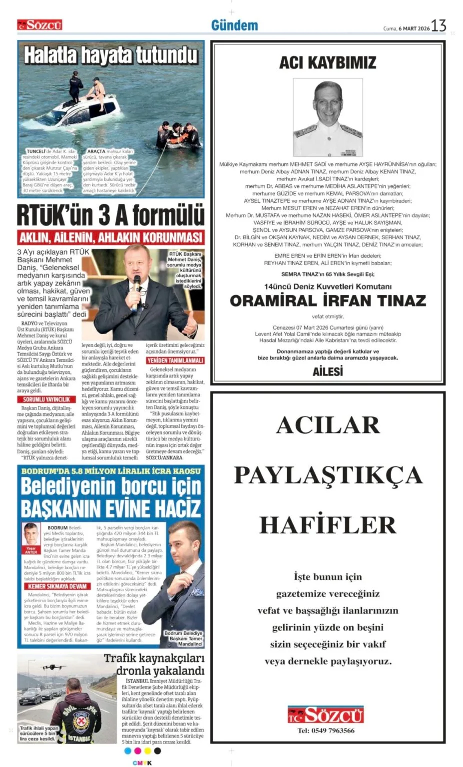 Sözcü Gazetesi 6 Mart 2026 İlanları