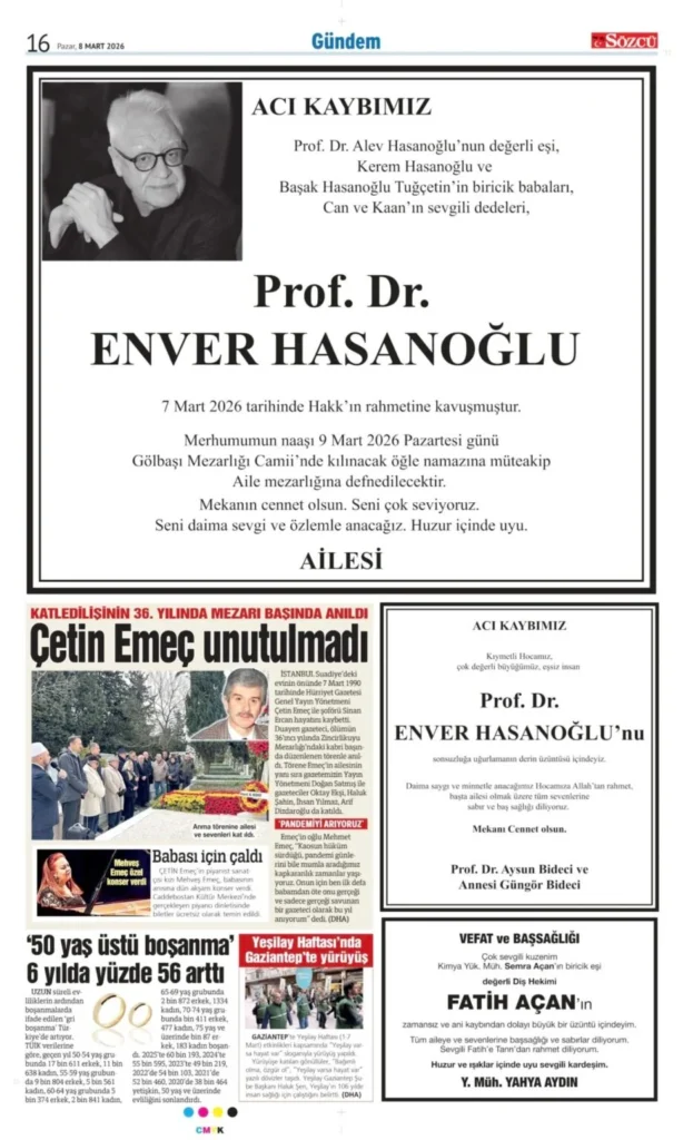 Sözcü Gazetesi 8 Mart İlanları 2