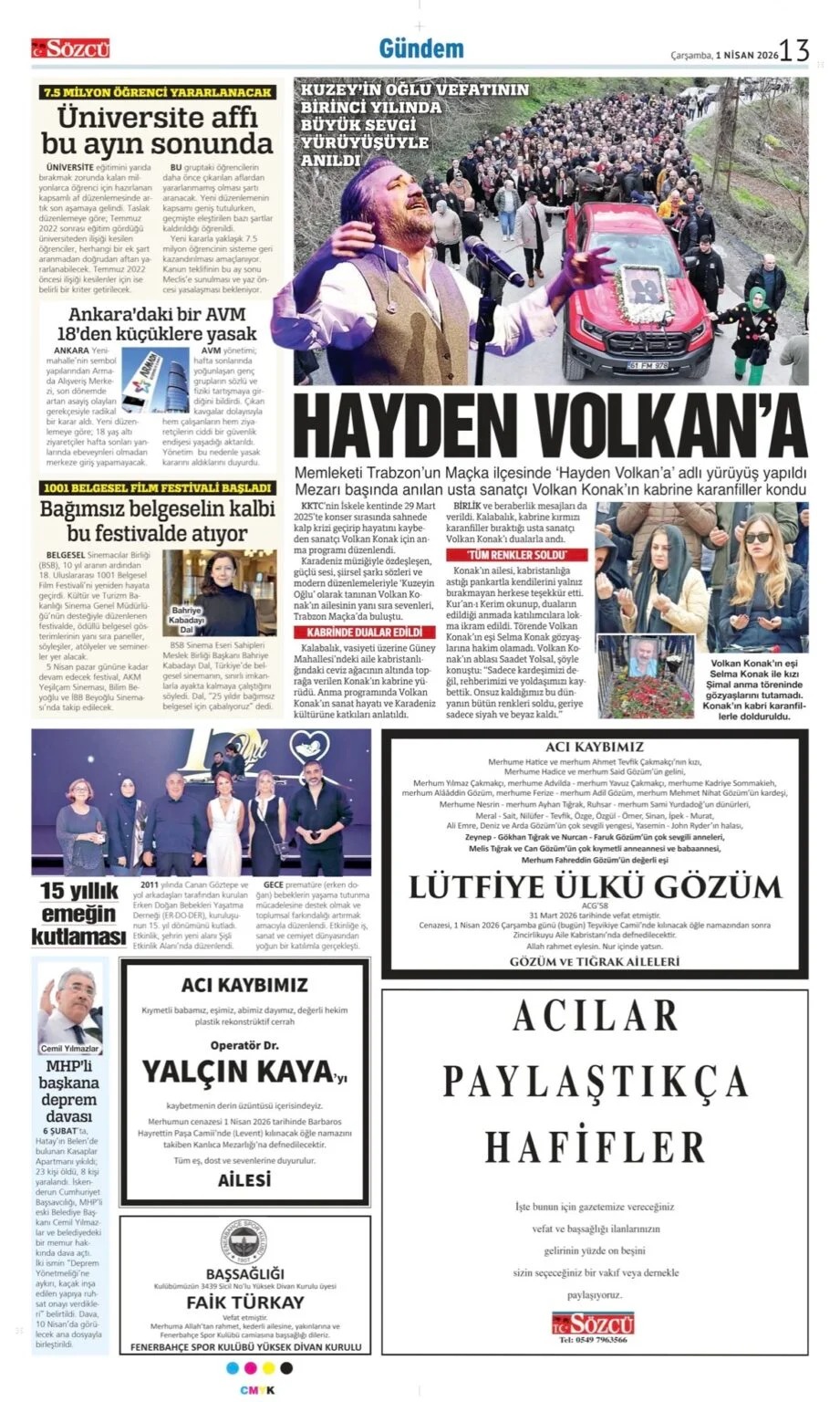 Sözcü Gazetesi 1Nisan 2026