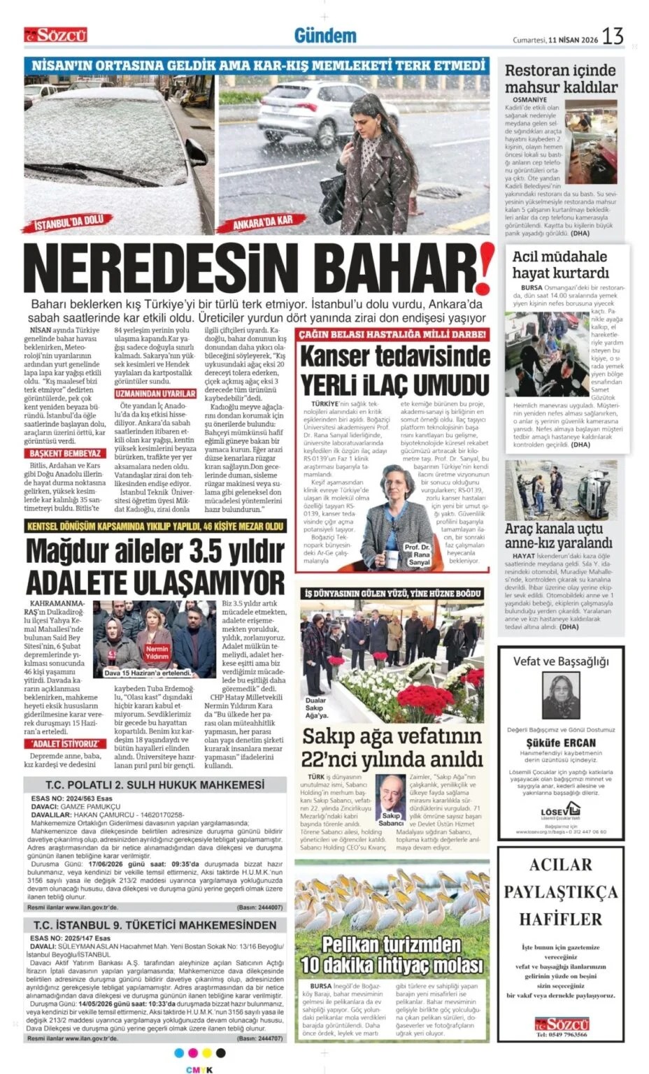 Sözcü Gazetesi 11 Nisan 2026