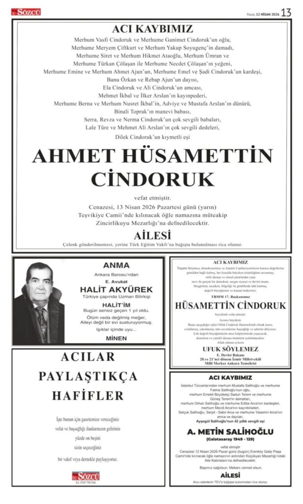 Sözcü Gazetesi 12 Nisan 2026