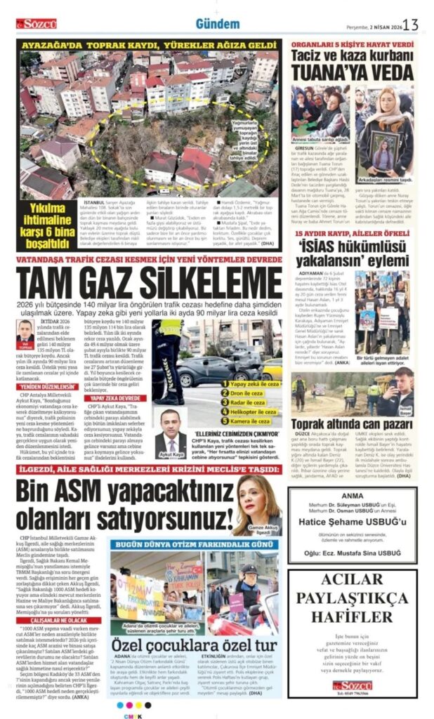 Sözcü Gazetesi 2 Nisan 2026