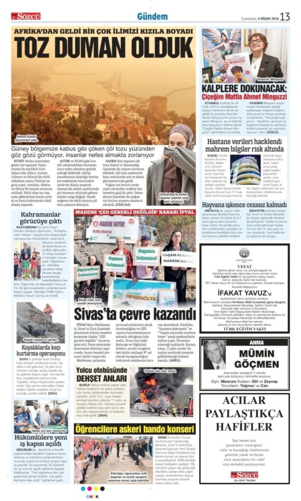 Sözcü Gazetesi 4 Nisan 2026