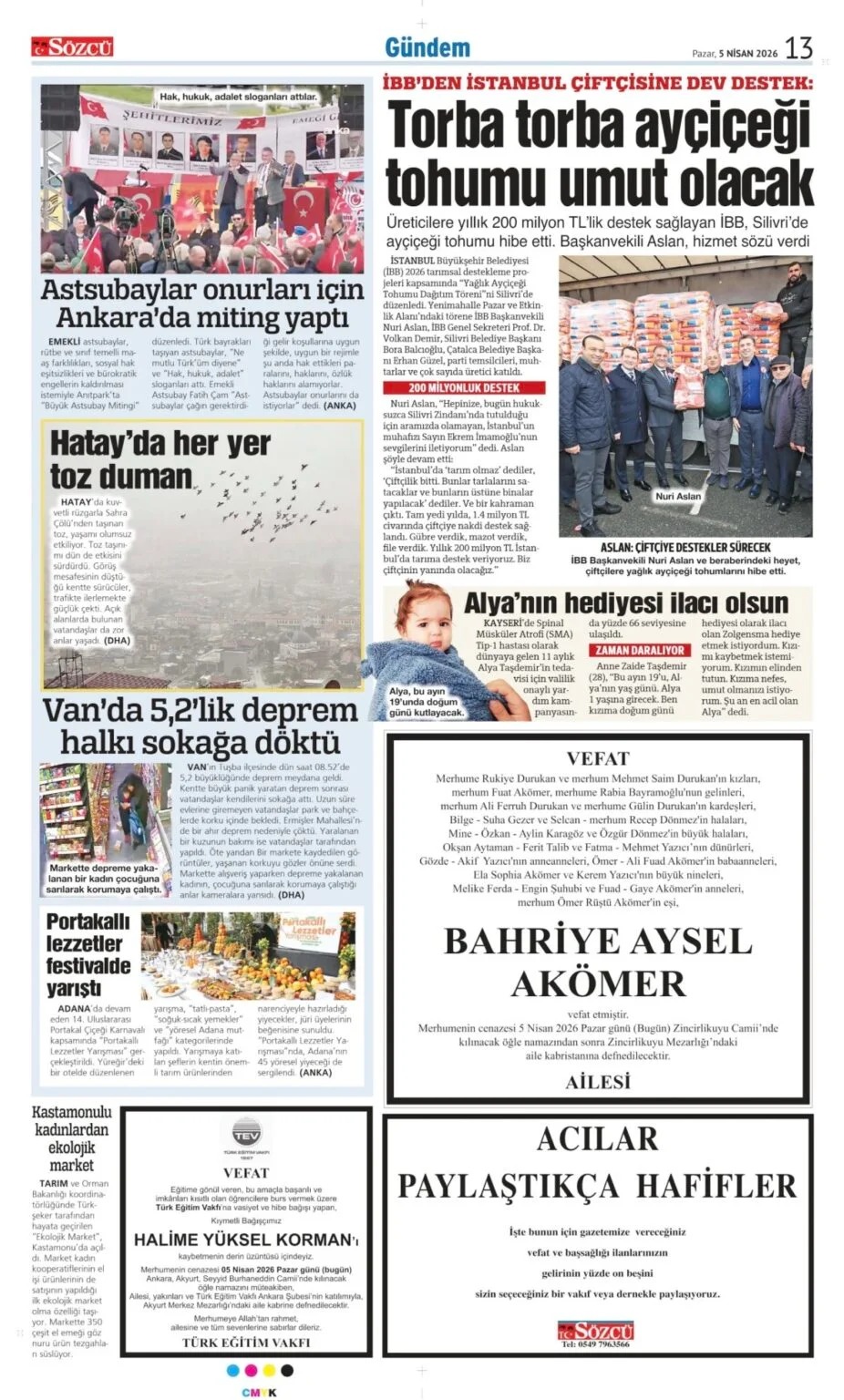 Sözcü Gazetesi 5 Nisan 2026