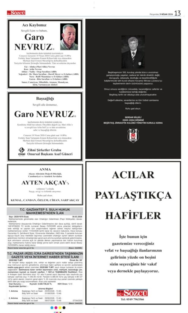 Sözcü Gazetesi 9 Nisan 2026