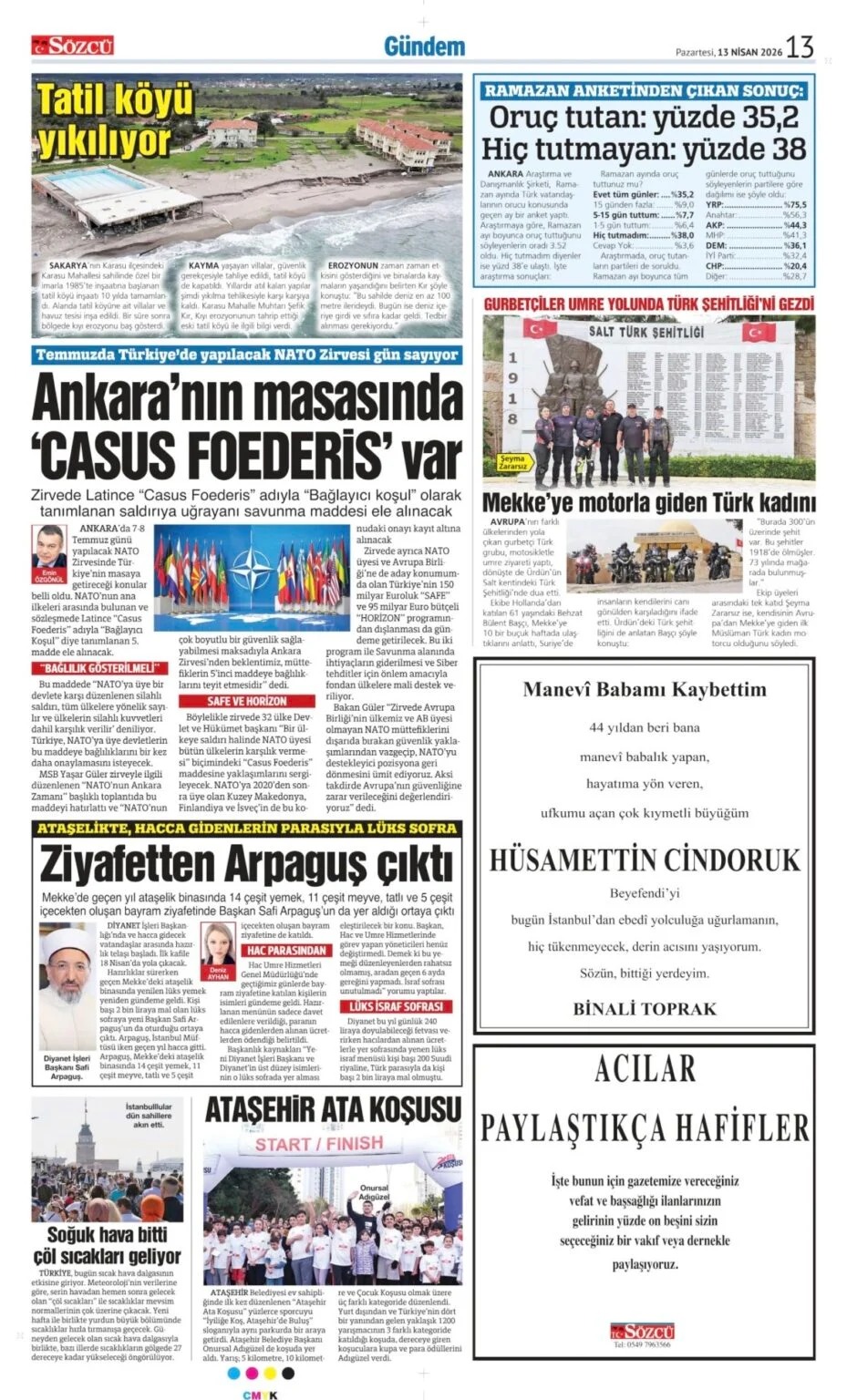 Sözcü Gazetesi 13 Nisan 2026