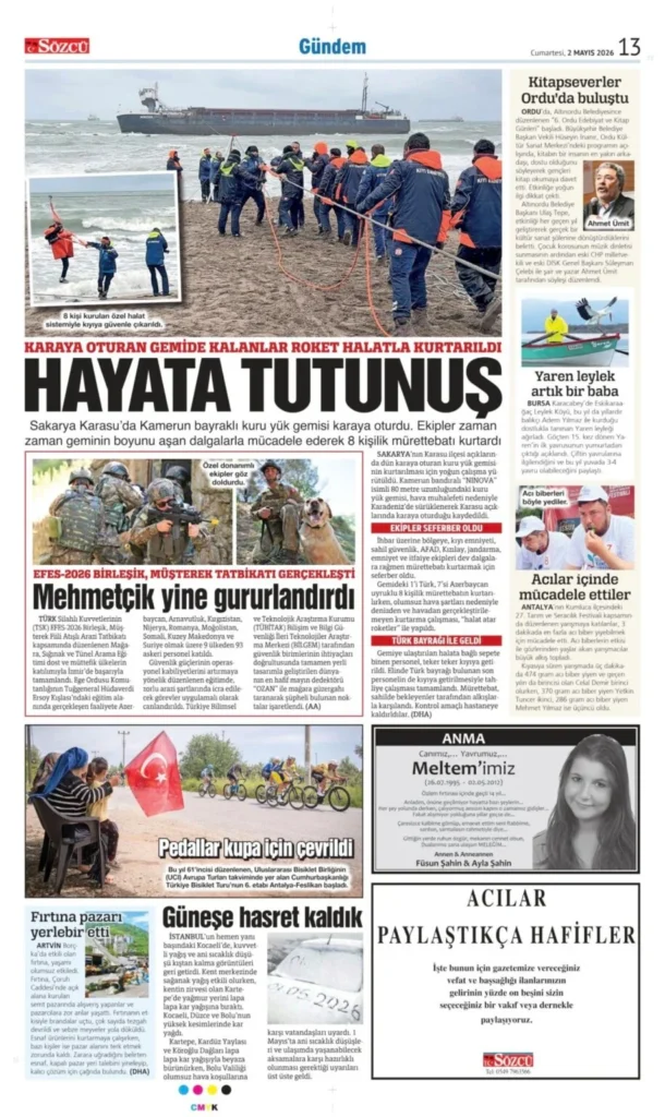 Sözcü Gazetesi 2 Mayıs 2026