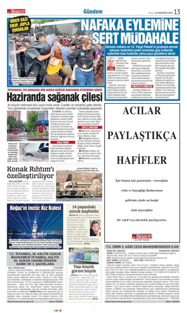 14 Haziran 2026 Vefat, Başsağlığı İlanları Sözcü