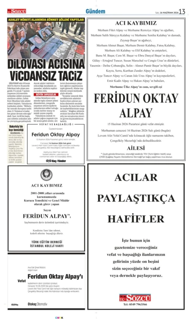 Gazetede vefat ilanı