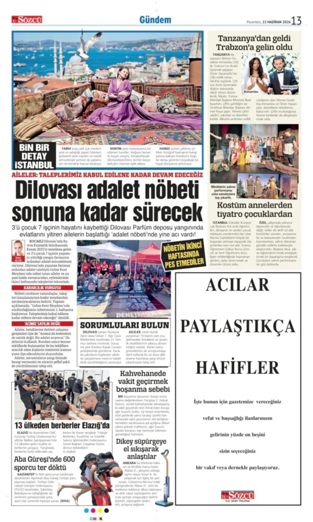 22 Haziran 2026 Vefat, Başsağlığı İlanları Sözcü
