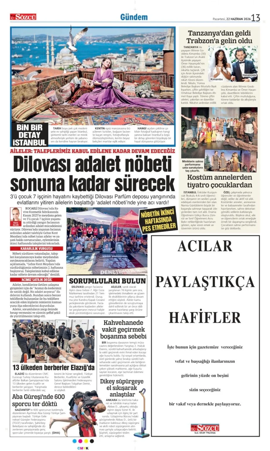 22 Haziran 2026 Vefat, Başsağlığı İlanları Sözcü