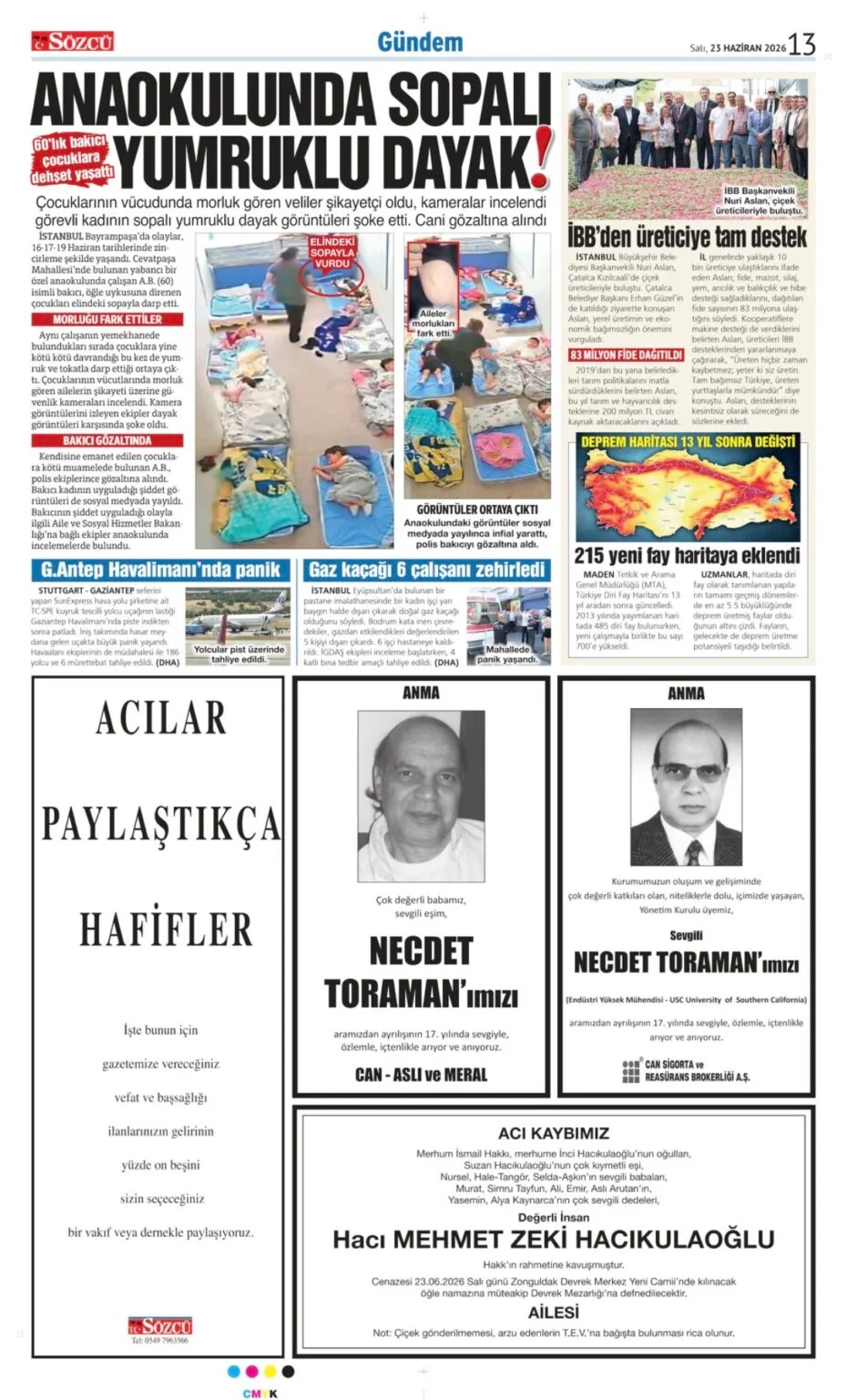 23 Haziran 2026 Vefat, Başsağlığı İlanları Sözcü