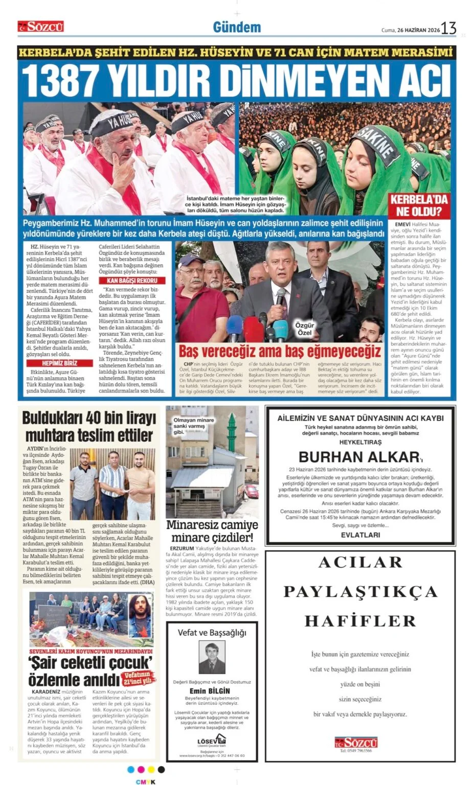 26 Haziran 2026 Vefat, Başsağlığı İlanları Sözcü