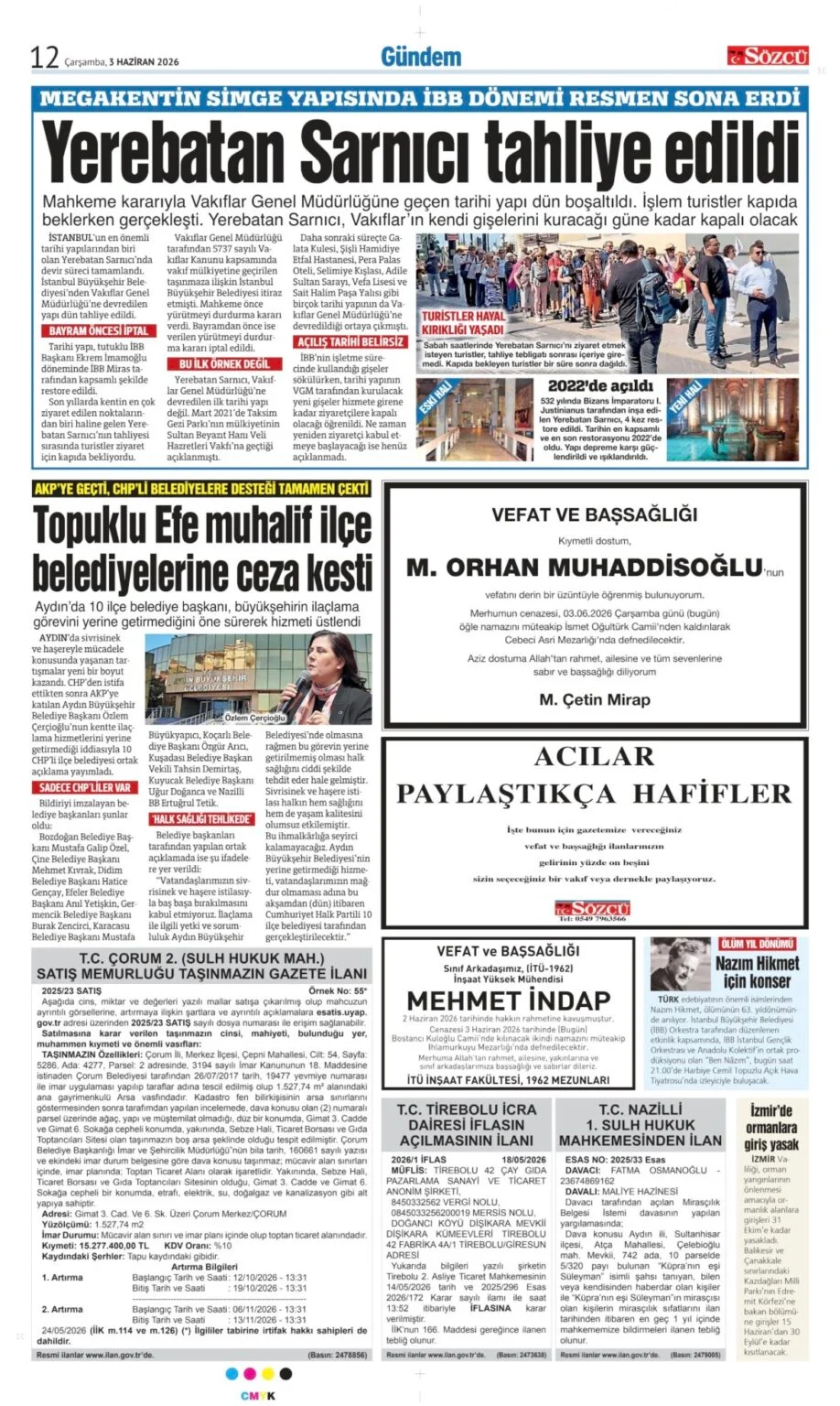 3 Haziran 2026 Vefat, Başsağlığı İlanları Sözcü