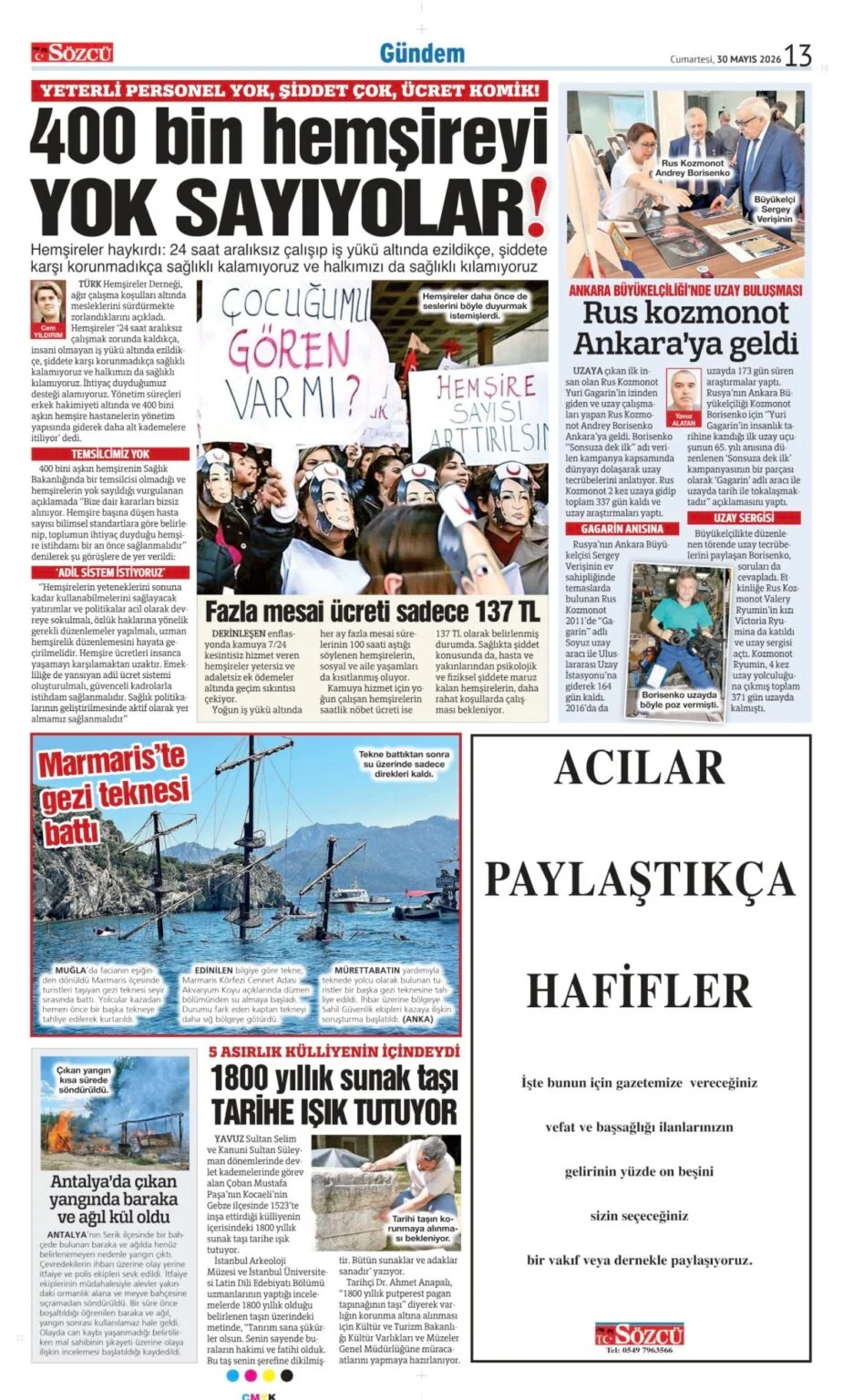 Sözcü 30 Mayıs 2026 Vefat - Başsağlığı