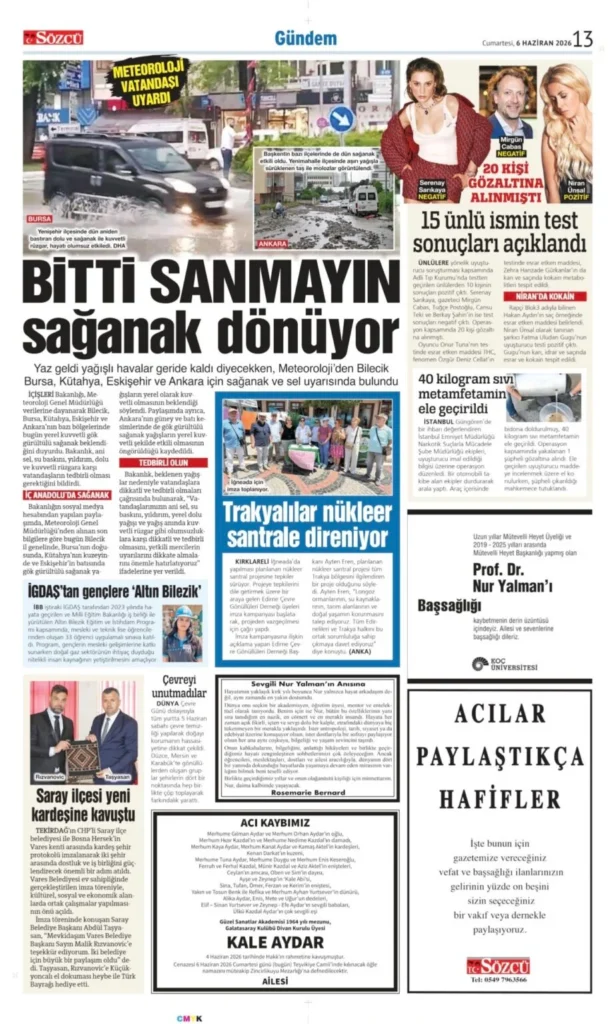 6 Haziran 2026 Vefat, Başsağlığı İlanları Sözcü