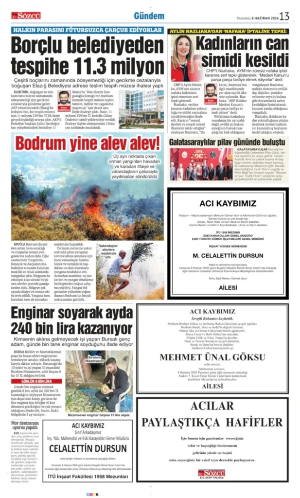 8 Haziran 2026 Vefat, Başsağlığı İlanları Sözcü