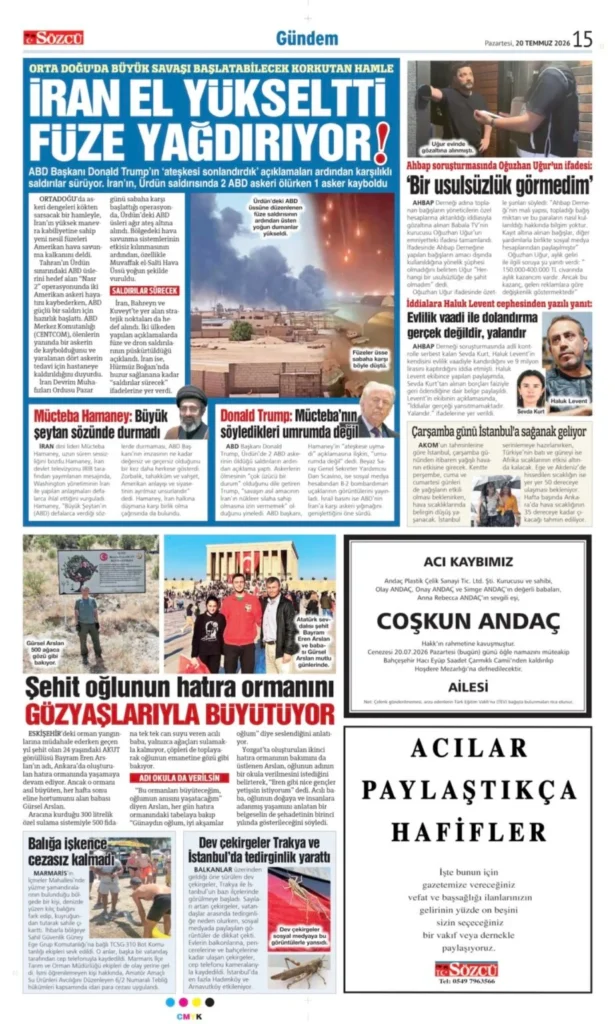 20 Temmuz 2026 Vefat, Başsağlığı İlanları Sözcü