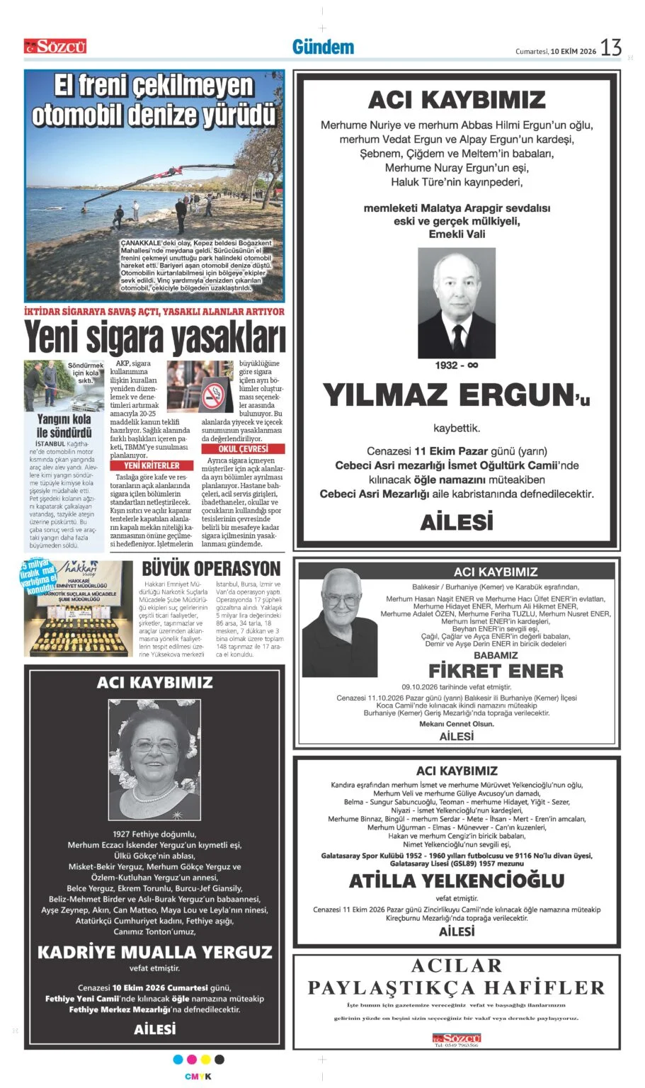 10 Ekim 2026 Vefat, Başsağlığı, Teşekkür, İlanı