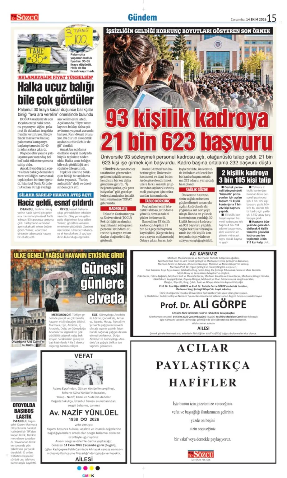 14 Ekim 2026 Vefat, Başsağlığı, Teşekkür, İlanı