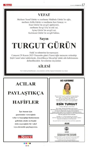 Örnek vefat ilanı